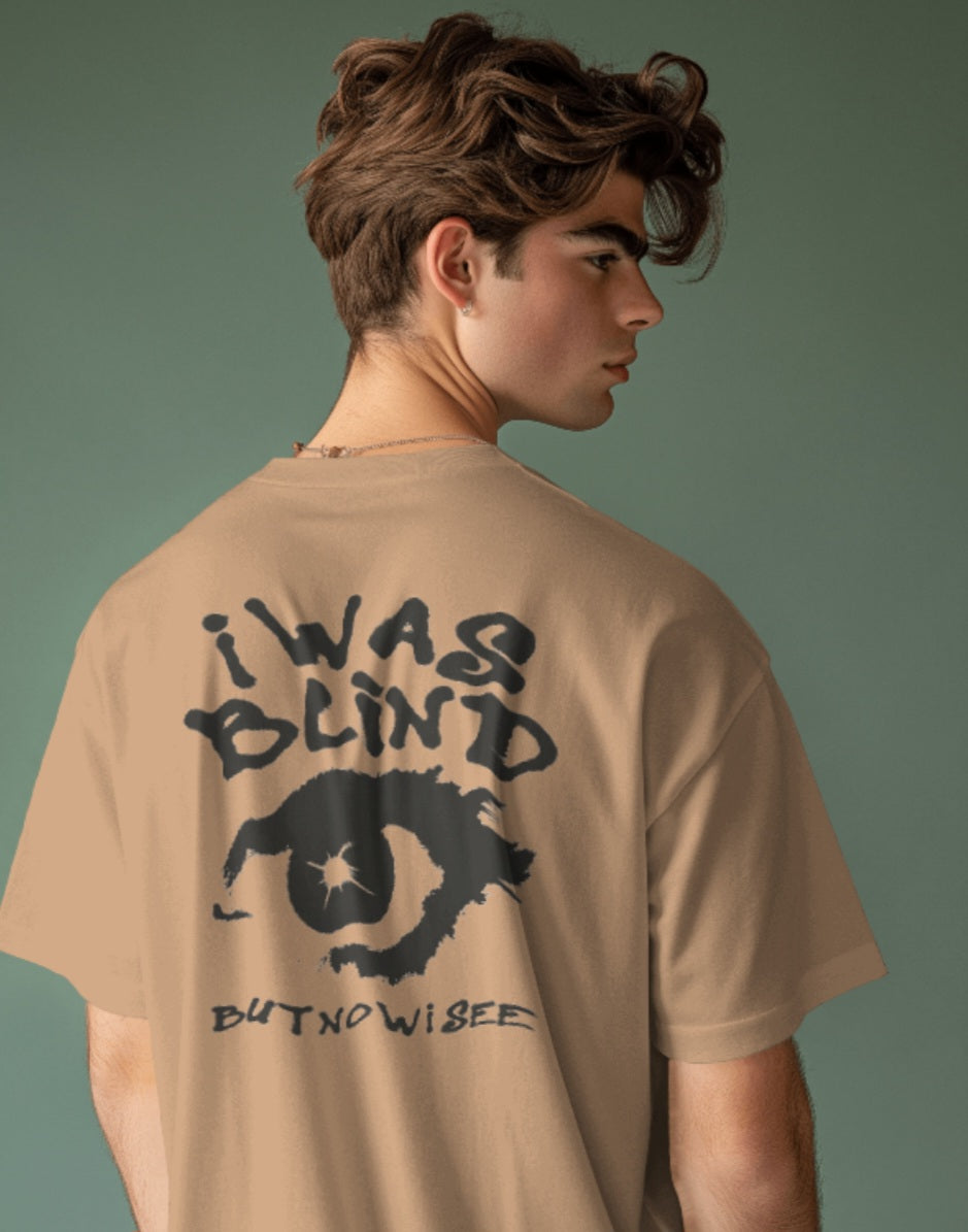 oversized tee - "i was blind , but now i see"