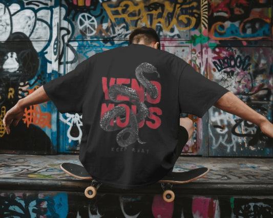 oversized tee - "venomous - snake"