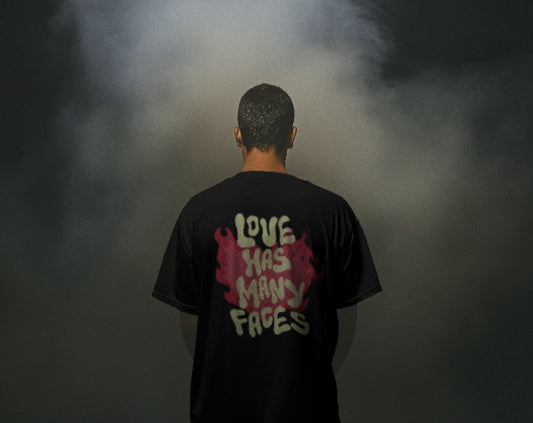 oversized tee - "love has many faces"