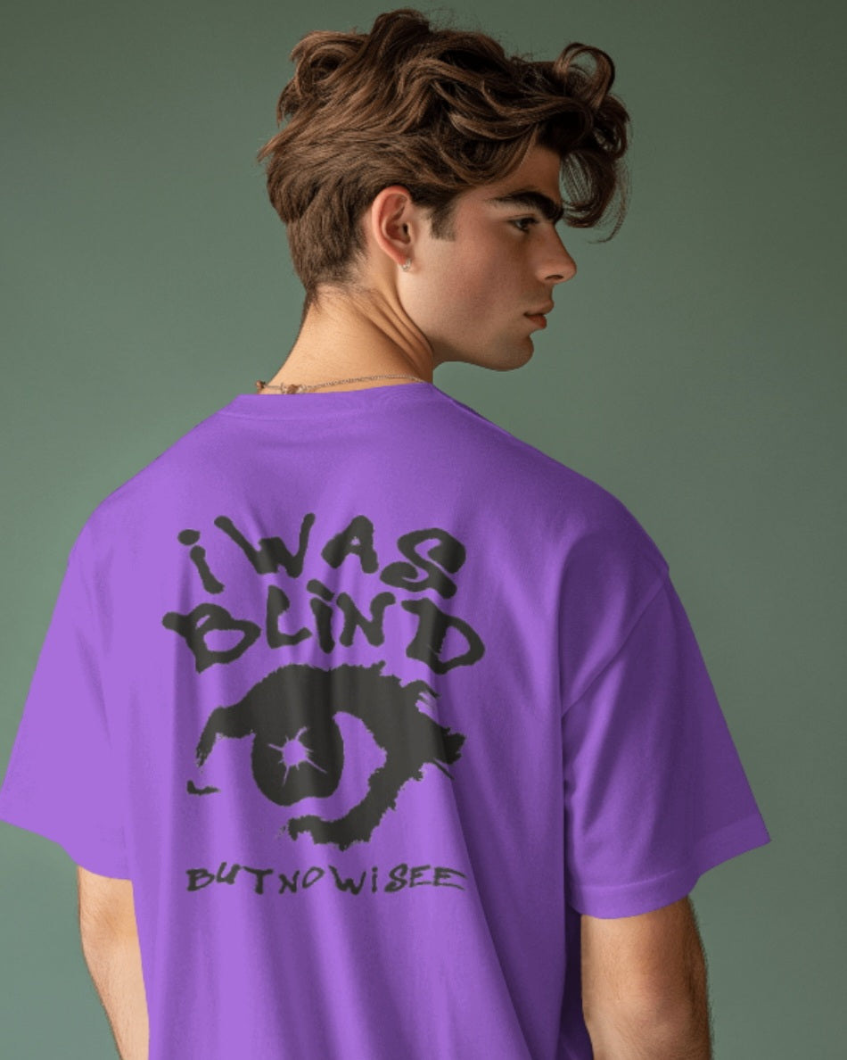 oversized tee - "i was blind , but now i see"