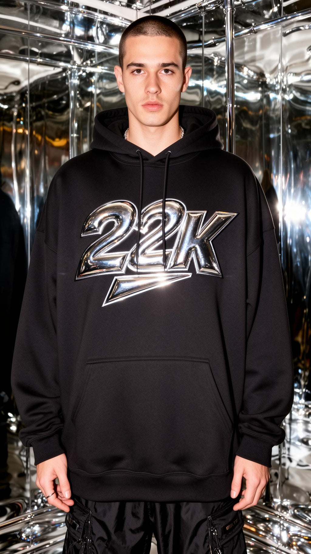 Chrome Y2K Hoodie — worn front