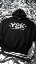 Chrome Y2K Hoodie — flat lay on foil